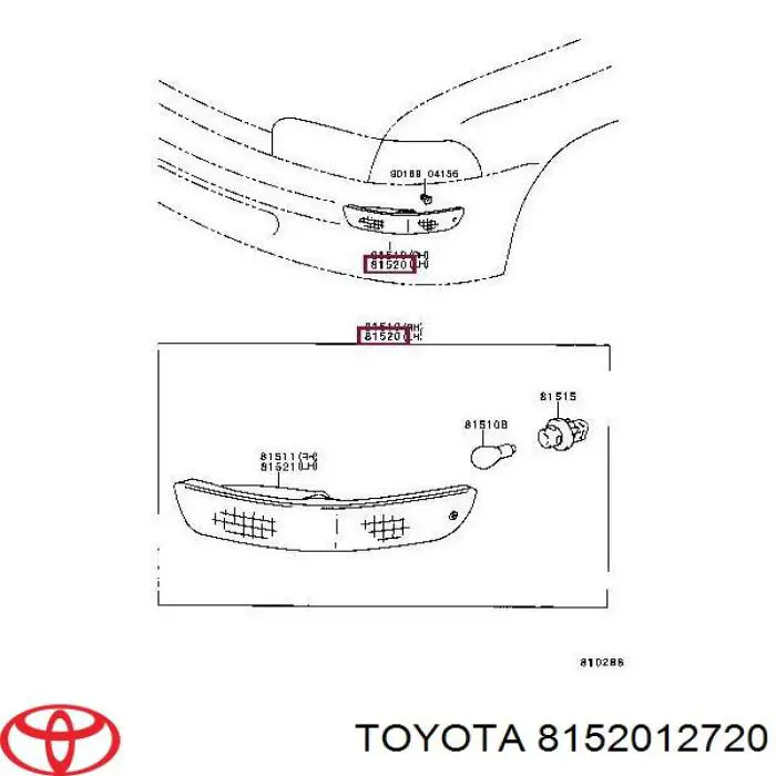 Kierunkowskaz lewy Toyota 8152012720 cena, od 86,43 USD