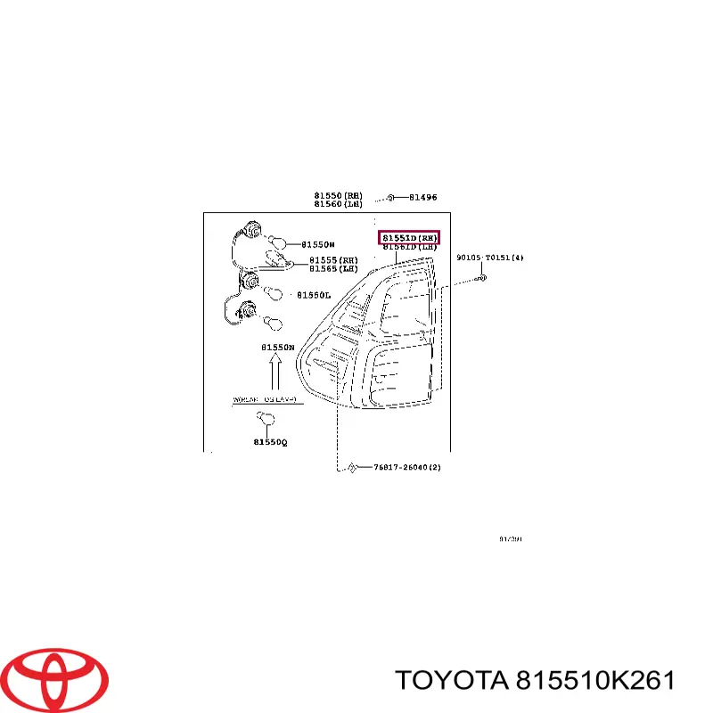  Toyota 815510K261 cena, od 96,90 USD