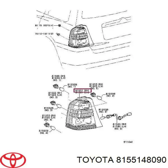 Lampa zespolona tylna prawa do Toyota Highlander I ACU2, MCU2