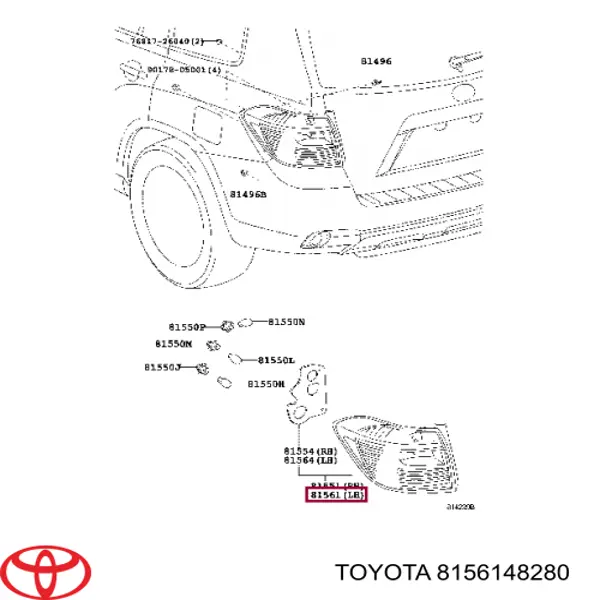 Lampa zespolona tylna lewa Toyota 8156148280 cena, od 219,40 USD