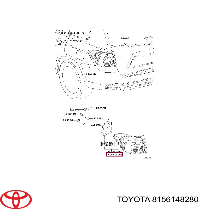 Do koszyka 8156148280 Toyota Lampa zespolona tylna lewa