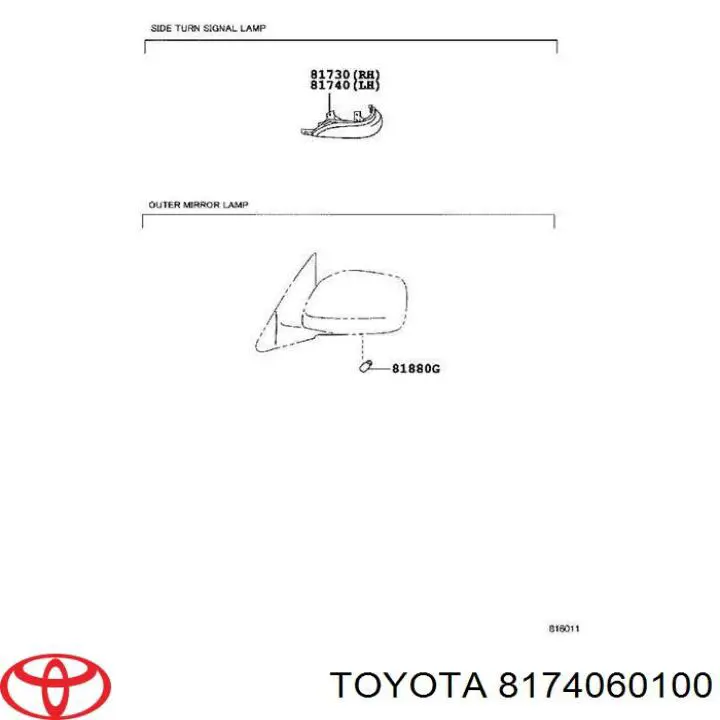 8174060100 Toyota Kierunkowskaz lusterka lewy