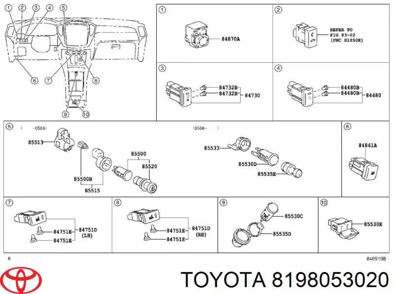 8198053020 Toyota przekaźnik kierunkowskazów