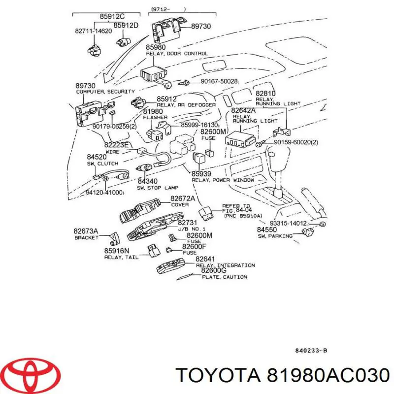 Przekaźnik kierunkowskazów Toyota 81980AC030 cena, od 86,83 USD