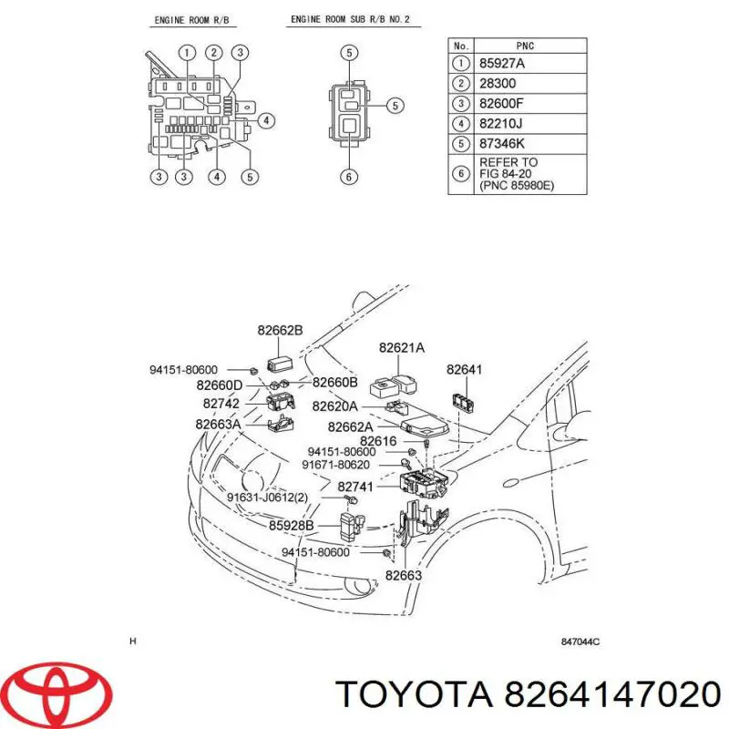 8264147020 Toyota Elektryczne przekaźnik wielofunkcyjne