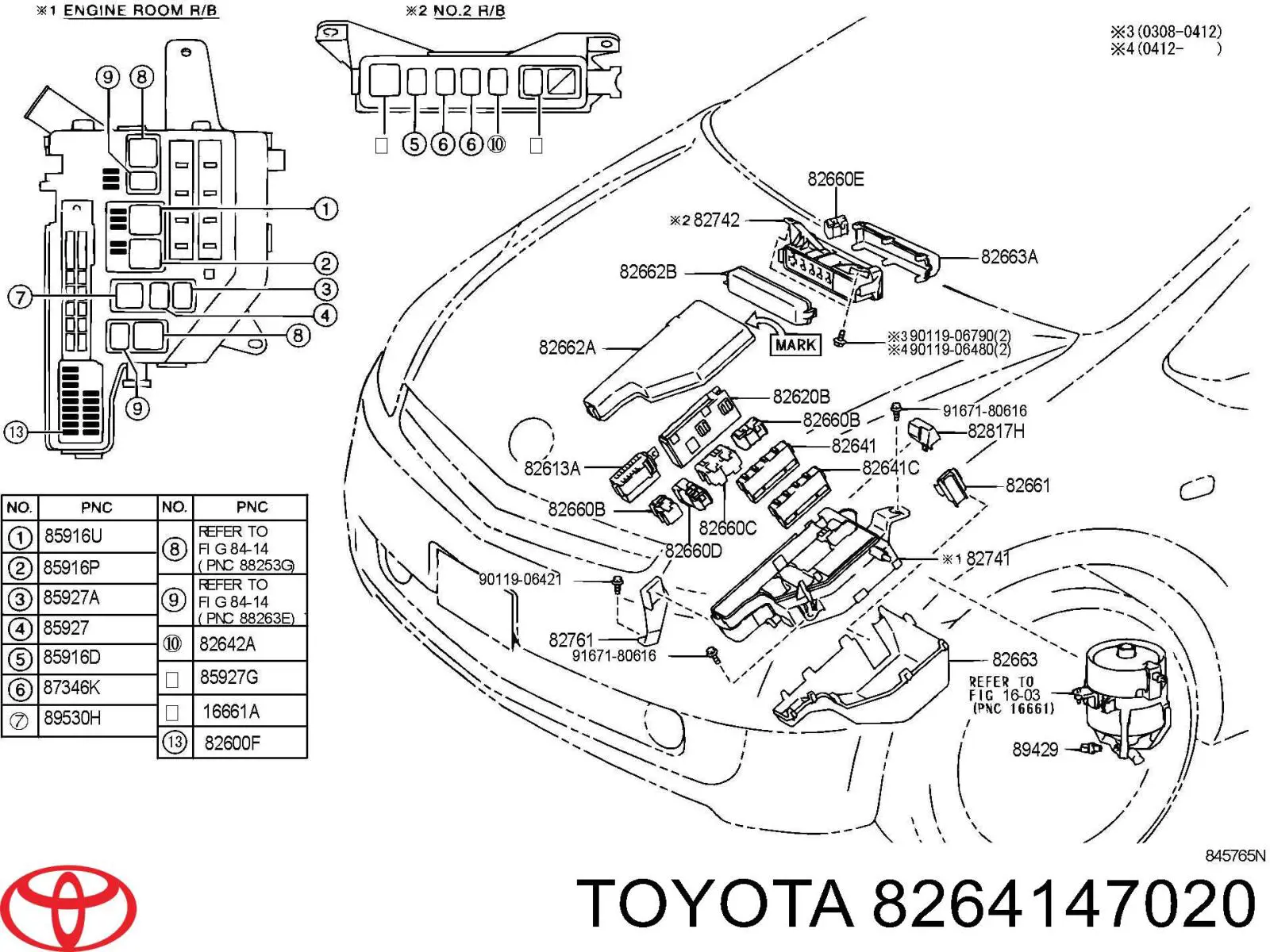 Elektryczne przekaźnik wielofunkcyjne Toyota 8264147020 cena, od 86,08 USD