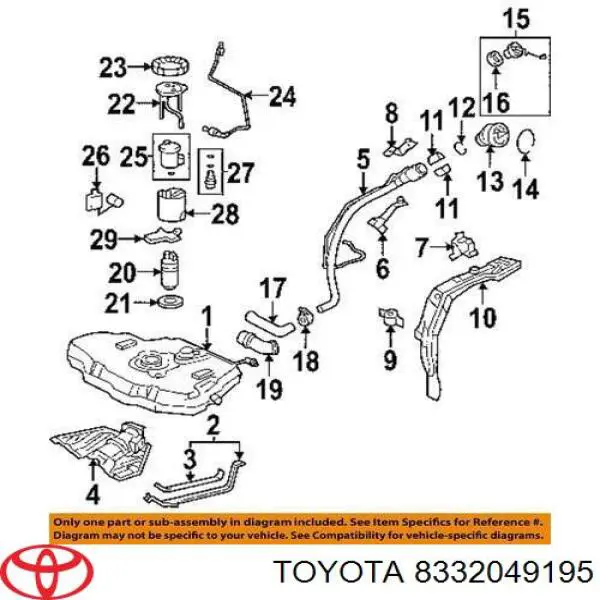 Czujnik poziomu paliwa w zbiorniku Toyota 8332049195 cena, od 199,16 USD