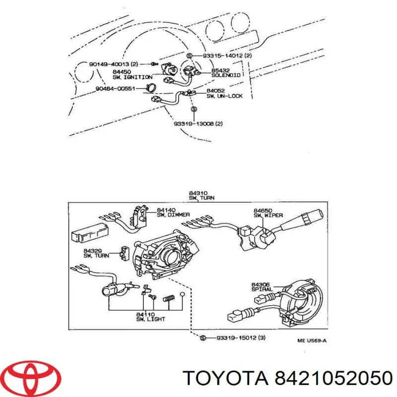 Czujnik włączania światła cofania 8421052050 Toyota