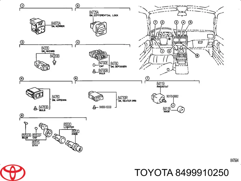 Do koszyka 8499910250 Toyota 