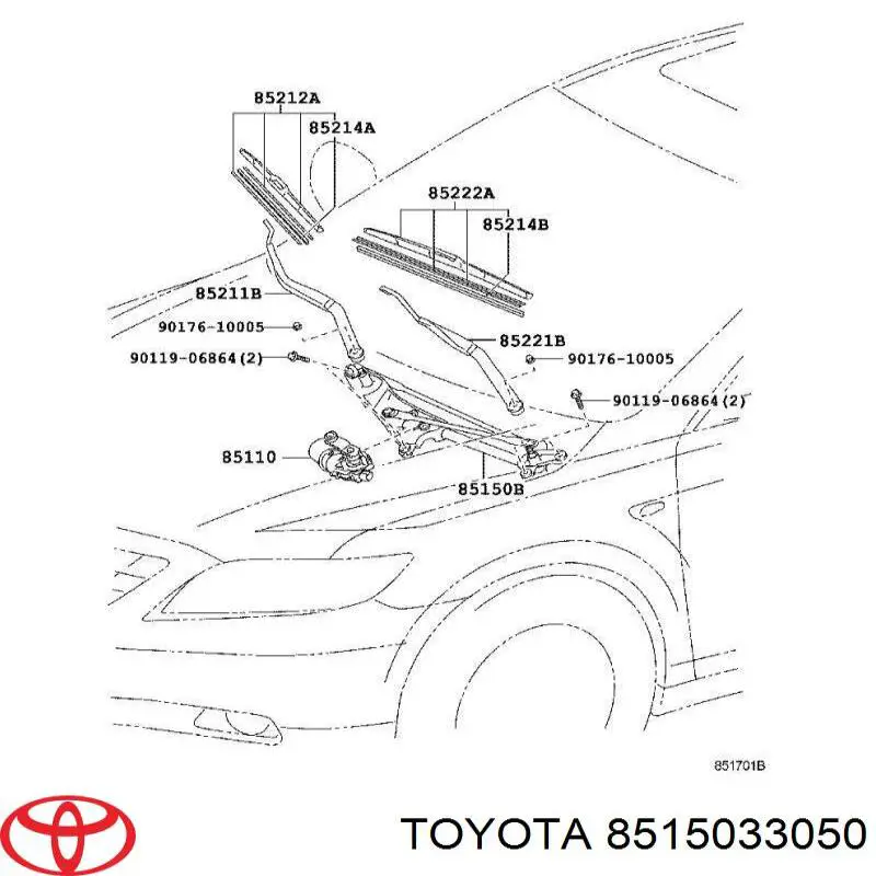 Mechanizm wycieraczek do Toyota Camry VI V40