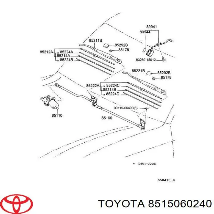 Mechanizm wycieraczek Toyota 8515060240 cena, od 300,31 USD