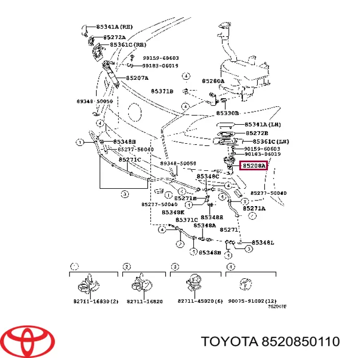 Dysza spryskiwacza reflektora przedniego lewego Lexus LS 460 