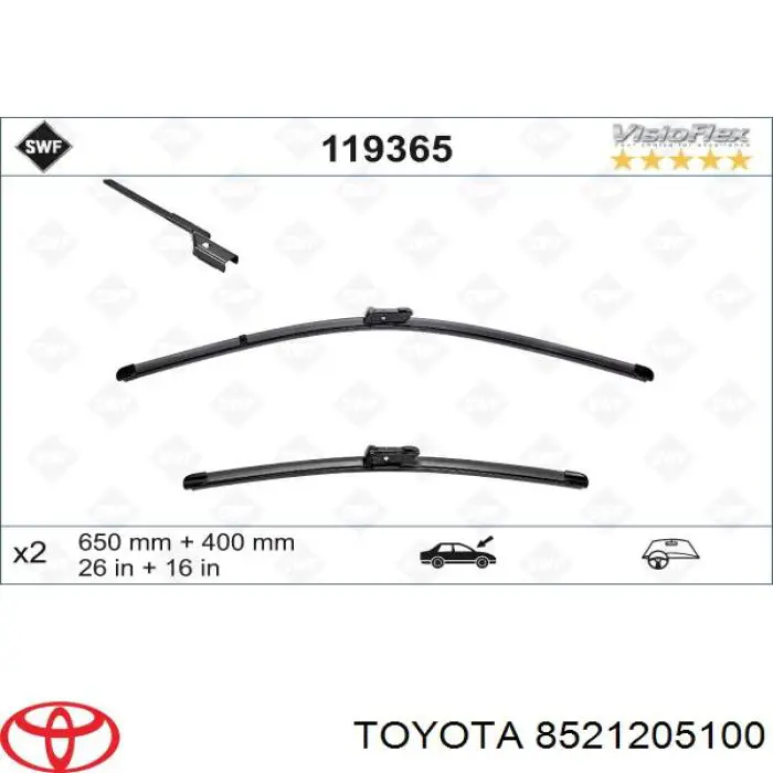 Do koszyka 8521205100 Toyota Pióro wycieraczki szyby przedniej pasażera