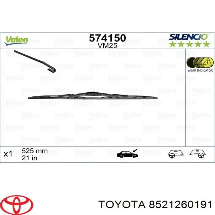 Do koszyka 8521260191 Toyota Pióro wycieraczki szyby przedniej pasażera