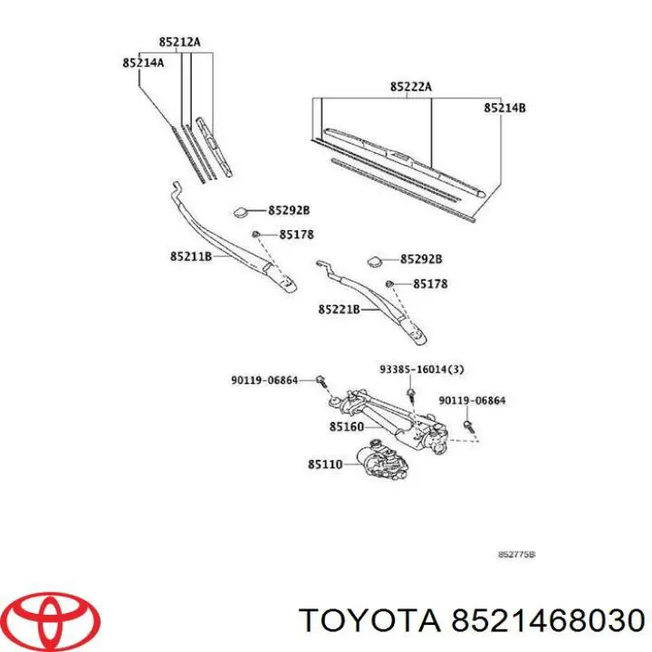 8521468030 Toyota Gumka pióra wycieraczki szyby pasażera