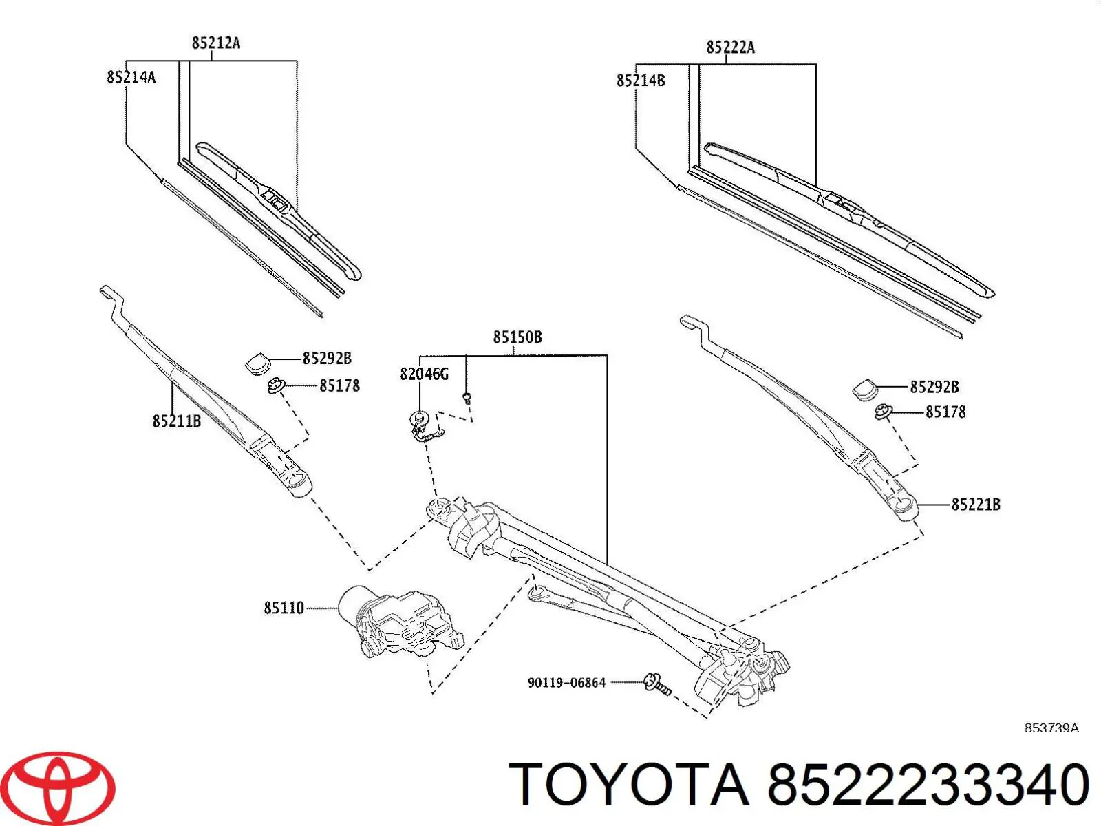 8522233340 Toyota Pióro wycieraczki szyby przedniej kierowcy