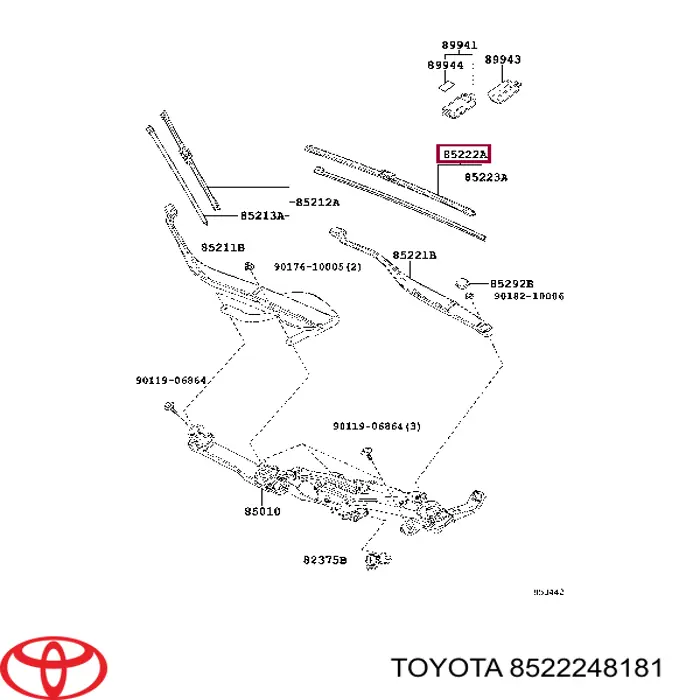 8522248181 Toyota Pióro wycieraczki szyby przedniej kierowcy