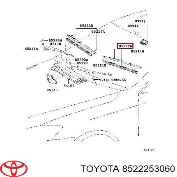 Pióro wycieraczki szyby tylnej Toyota Camry VI sedana (V40) (2006 - 2014) cena, od 87,20 USD