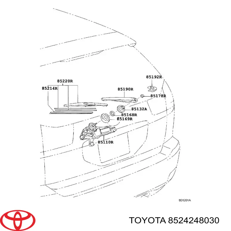 Pióro wycieraczki szyby tylnej Toyota 8524248030 cena, od 26,65 USD