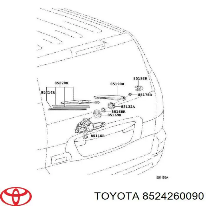 Pióro wycieraczki szyby tylnej Toyota 8524260090 cena, od 10,60 USD