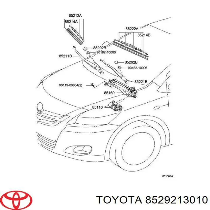 Zaślepka nakrętki mocowania ramienia przedniej wycieraczki Toyota 8529213010 cena, od 5,67 USD
