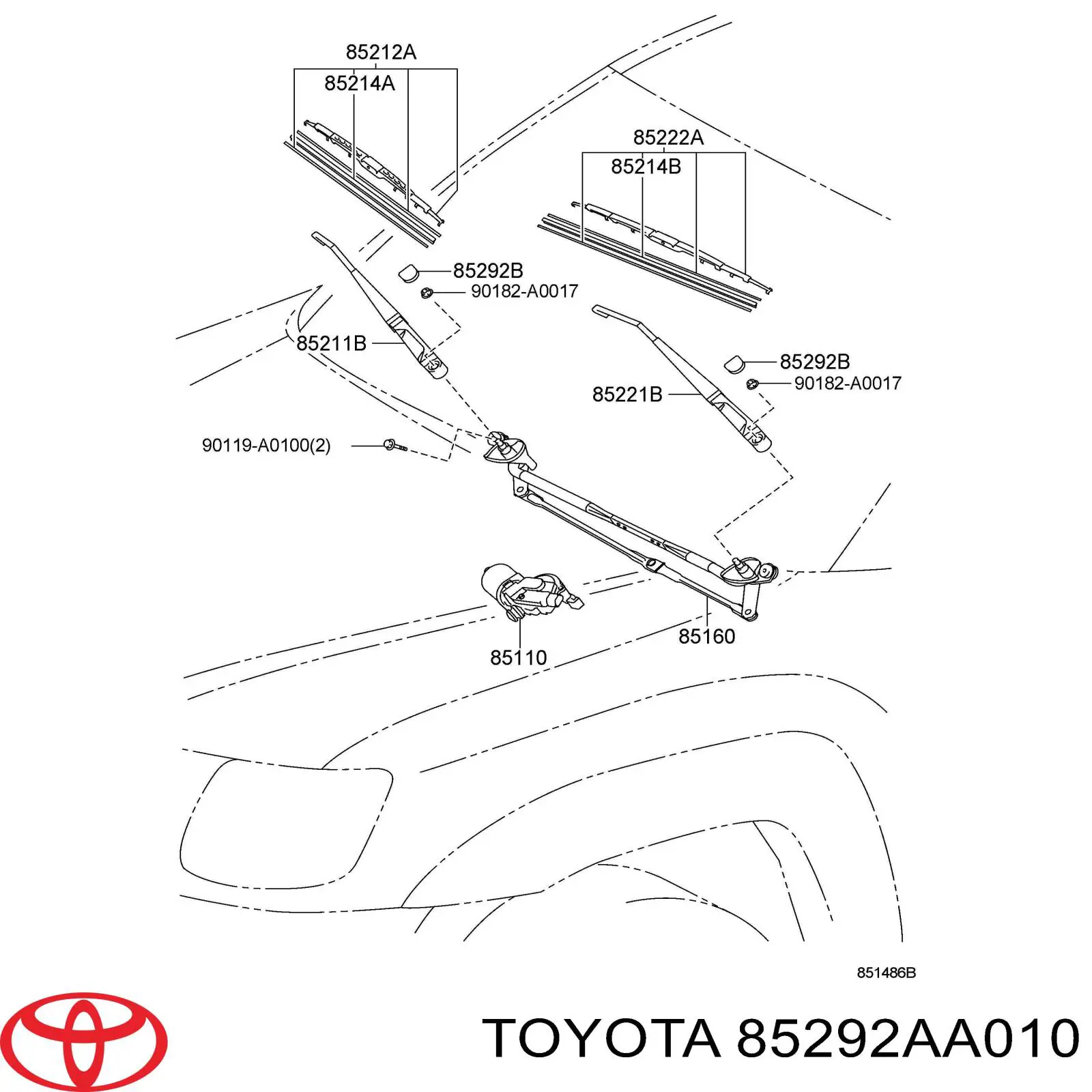 Zaślepka nakrętki mocowania ramienia przedniej wycieraczki Toyota 85292AA010 cena, od 1,57 USD
