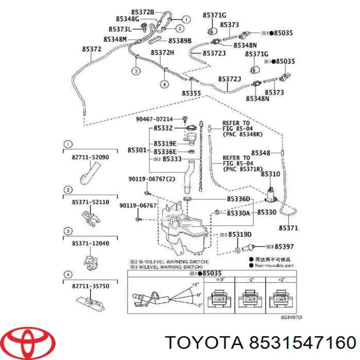 Zbiorniczek spryskiwacza szyb Toyota 8531547160 cena, od 191,57 USD