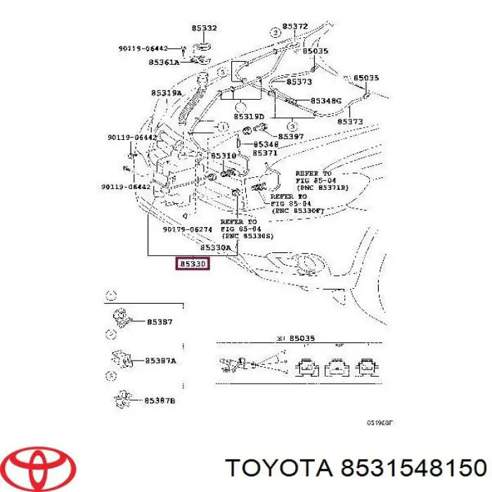 Zbiorniczek spryskiwacza szyb do Toyota Highlander I HYBRID U2