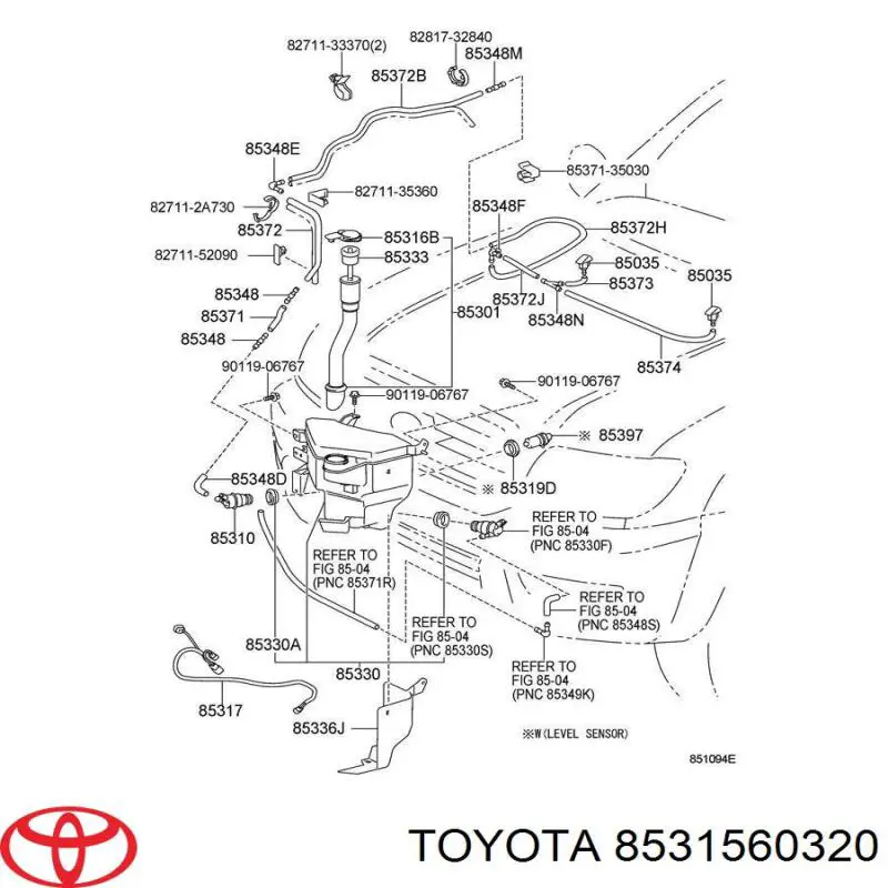 Do koszyka Zbiorniczek spryskiwacza szyb Lexus GX 470 