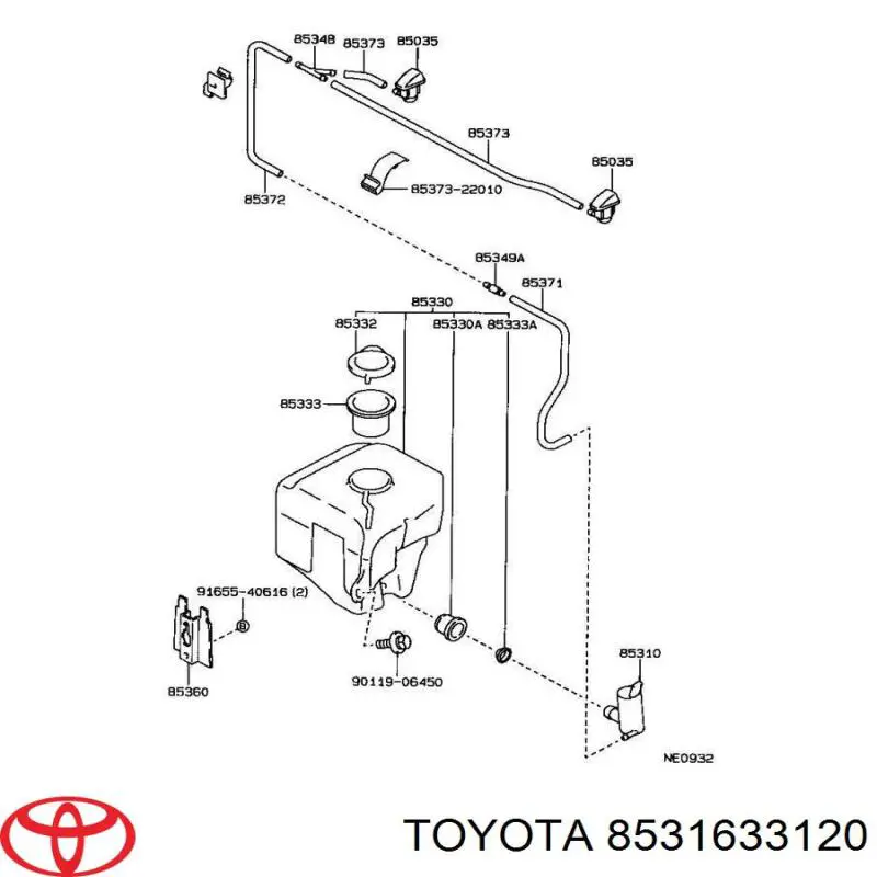 Korek zbiornika spryskiwacza do Toyota Land Cruiser PRADO ASIA J12
