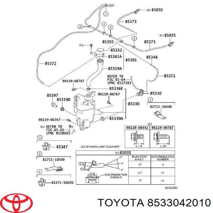 Pompka spryskiwacza szyby przedniej/tylnej Toyota 8533042010 cena, od 25,44 USD
