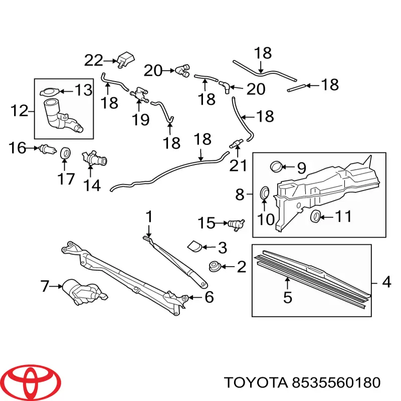 8535560180 Toyota Zbiorniczek spryskiwacza szyb
