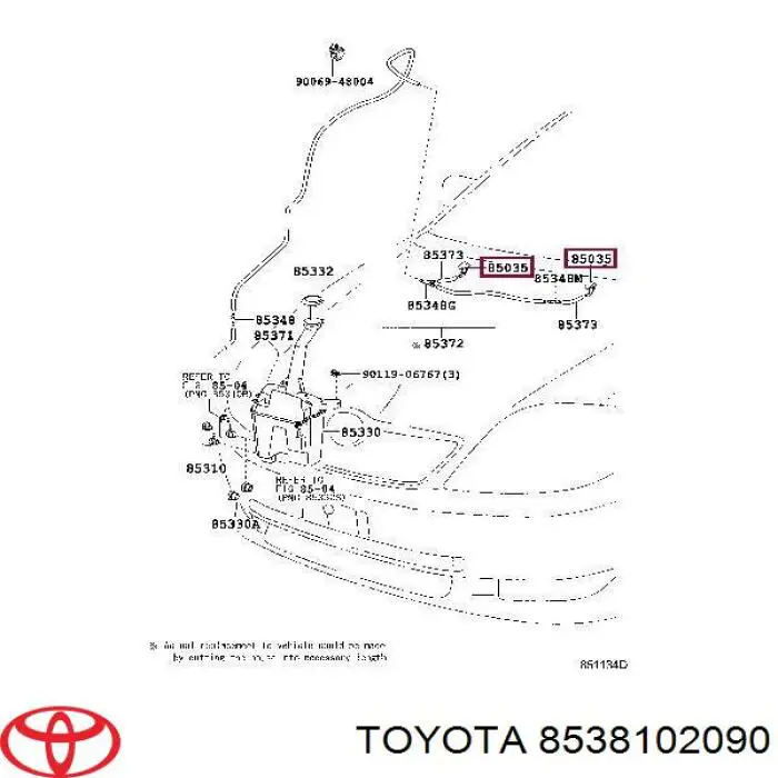 Dysza spryskiwacza szyby przedniej Toyota Corolla hatchback (E12U) (2002 - 2006) cena, od 58,07 USD