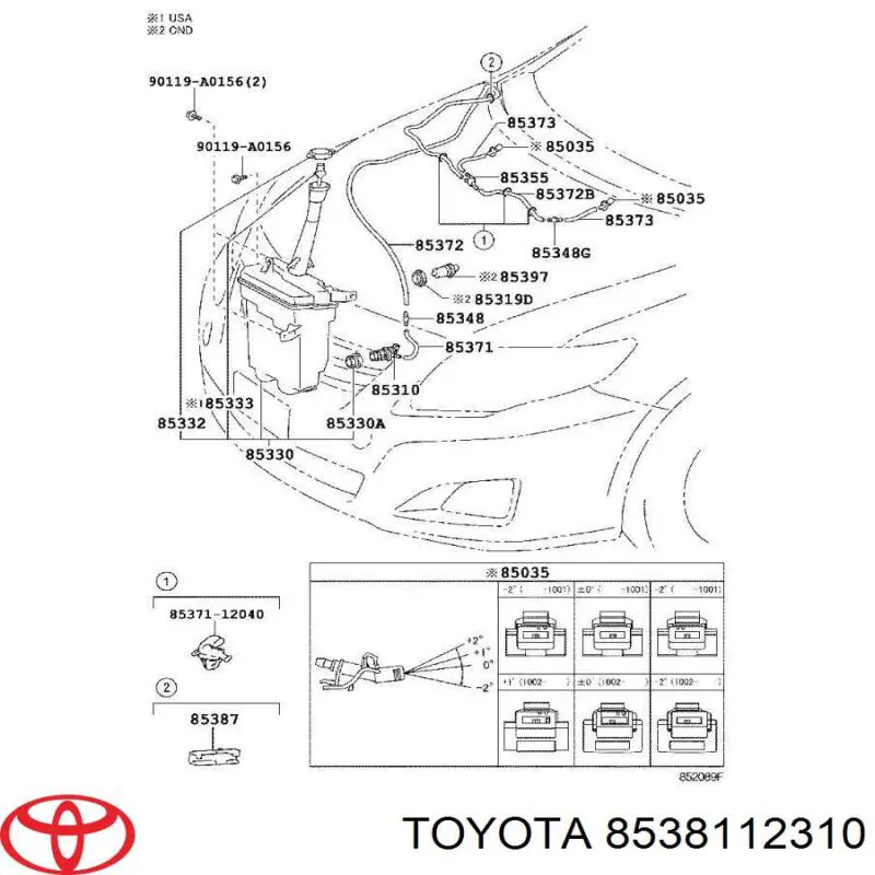 8538112310 Toyota dysza spryskiwacza szyby przedniej