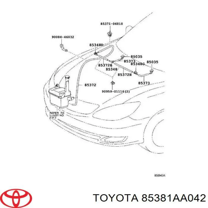 Dysza spryskiwacza szyby przedniej Toyota 85381AA042 cena, od 12,44 USD