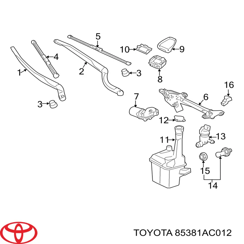 85381AC012 Toyota Dysza spryskiwacza szyby przedniej
