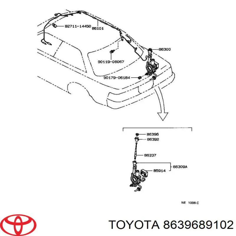 Do koszyka 8639689102 Toyota Nakrętka drążka anteny