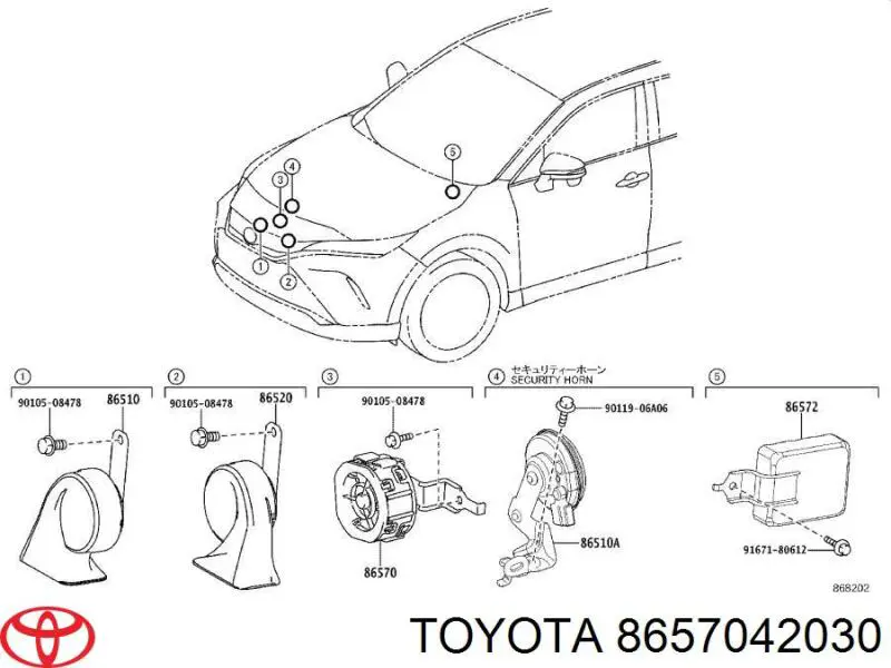 Dynamik zbliżania pojazdu Toyota 8657042030 cena, od 66,52 USD