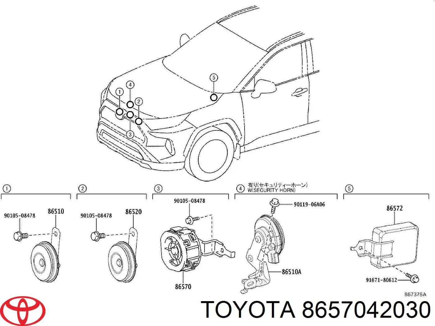 8657042030 Toyota Dynamik zbliżania pojazdu