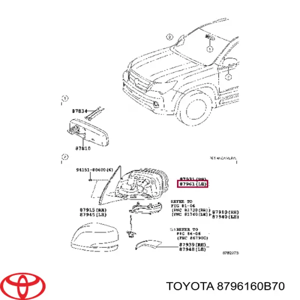 Wkład lusterka wstecznego lewego Toyota 8796160B70 cena, od 238,09 USD