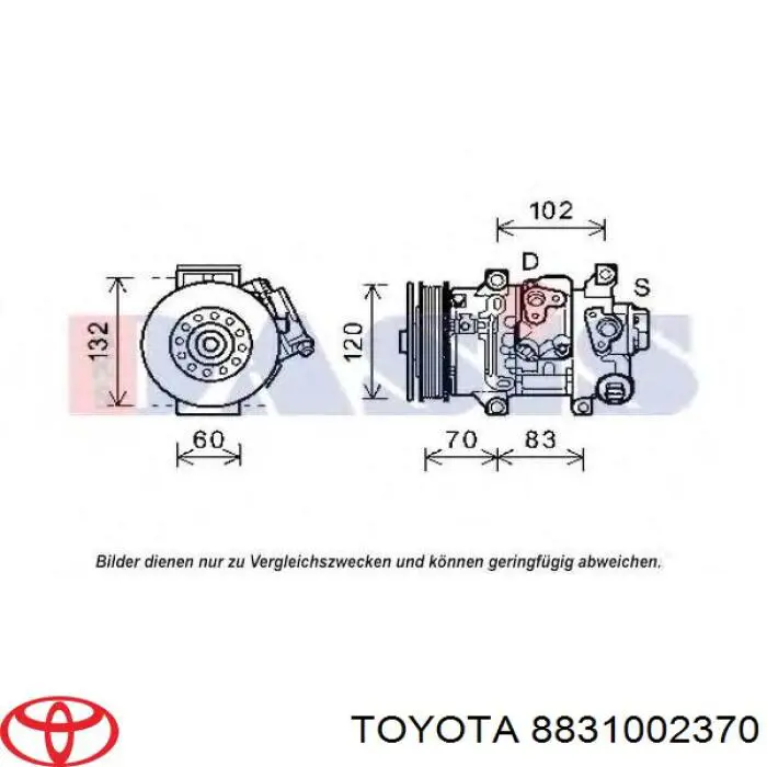 Sprężarka klimatyzacji Toyota 8831002370 cena, od 213,67 USD