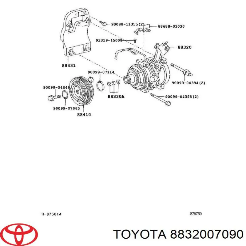 Sprężarka klimatyzacji Toyota 8832007090 cena, od 667,02 USD