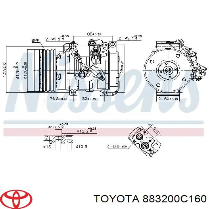 Sprężarka klimatyzacji Toyota 883200C160 cena, od 228,45 USD