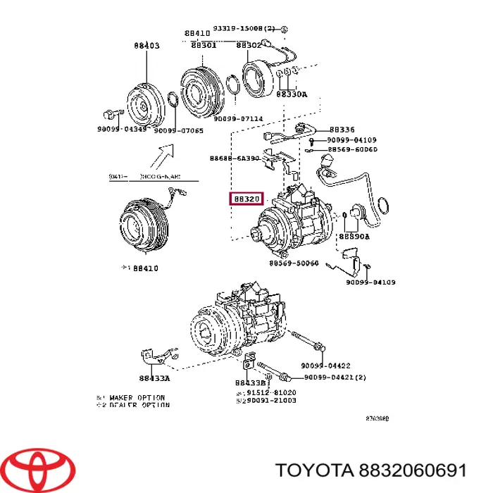 Sprężarka klimatyzacji Toyota 8832060691 cena, od 1950,27 USD