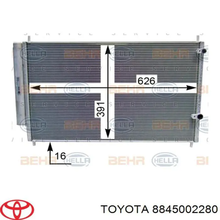 Chłodnica klimatyzacji Toyota 8845002280 cena, od 56,18 USD