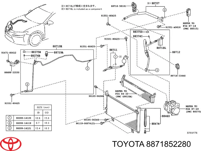Do koszyka 8871852280 Toyota Zacisk węża klimatyzatora