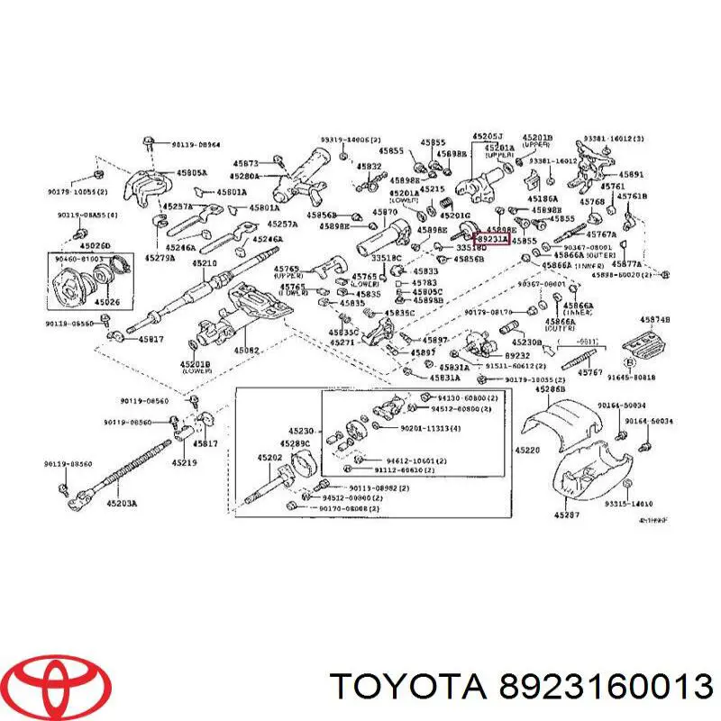 Silniczek przemieszczenia kolumny kierowniczej (mechanizm uchyłu) Toyota 8923160021 cena, od 260,90 USD