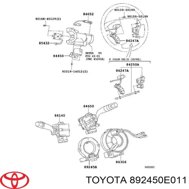 892450E011 Toyota Czujnik kąta skrętu kierownicy