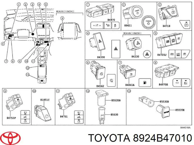 8924B47010 Toyota Czujnik kąta skrętu kierownicy