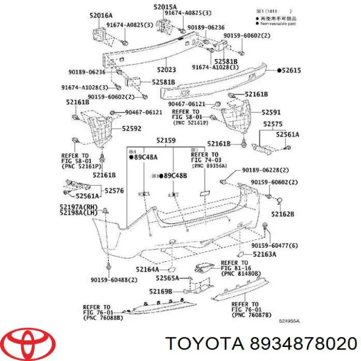 8934878020 Toyota Wspornik czujnika parkowania przedni boczny